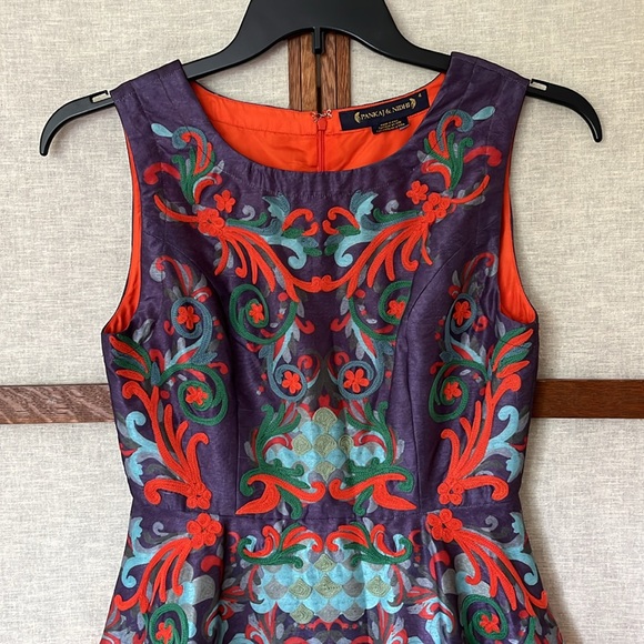 Pankaj & Nidhi Anthropologie Octave Dress Embroidered Purple Cocktail Boho Party - Picture 5 of 15